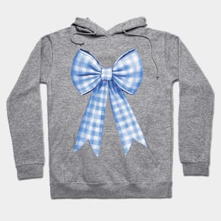 Watercolor Blue Checkered Ribbon Bow Hoodie